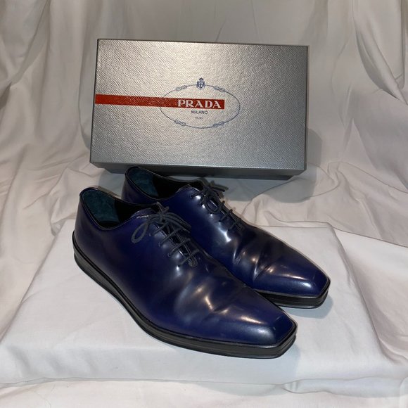 Blue Prada Square Toe Oxfords - Picture 1 of 8